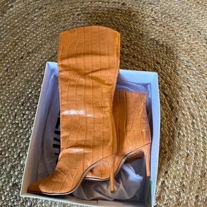 Schutz Maryana Crocodile-Embossed Leather Boot